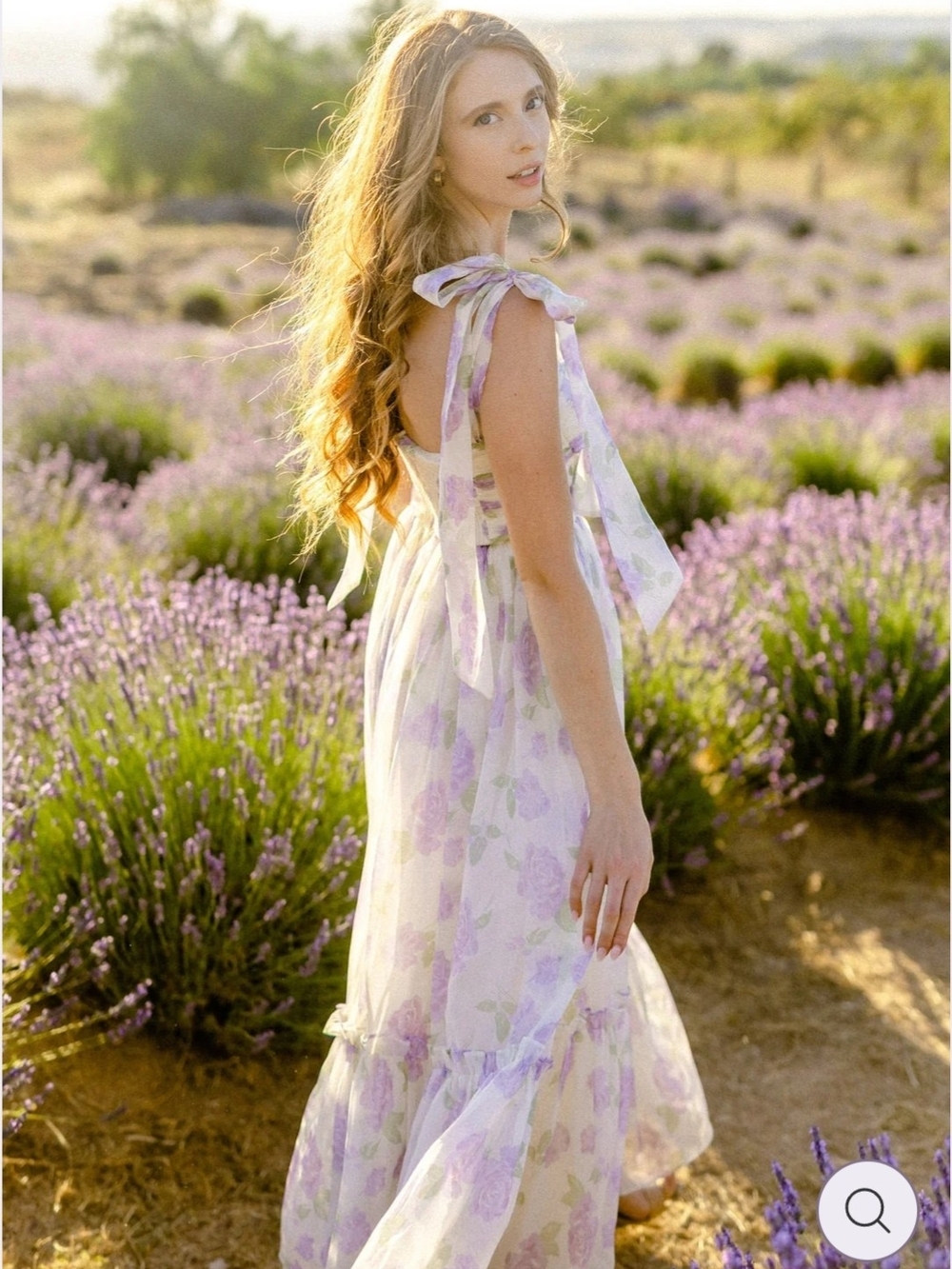 Lavender Floral Tie-Shoulder Maxi Dress - Picture 3 of 6